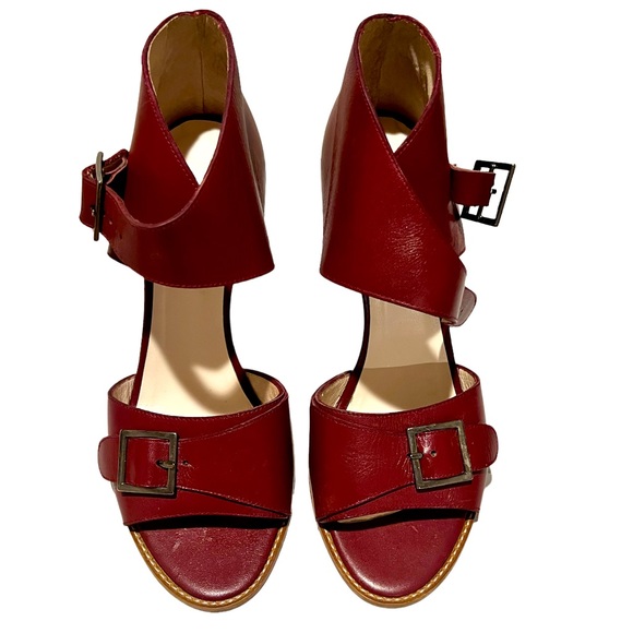 Sapena Spain Burgundy Leather Heels - Picture 2 of 6